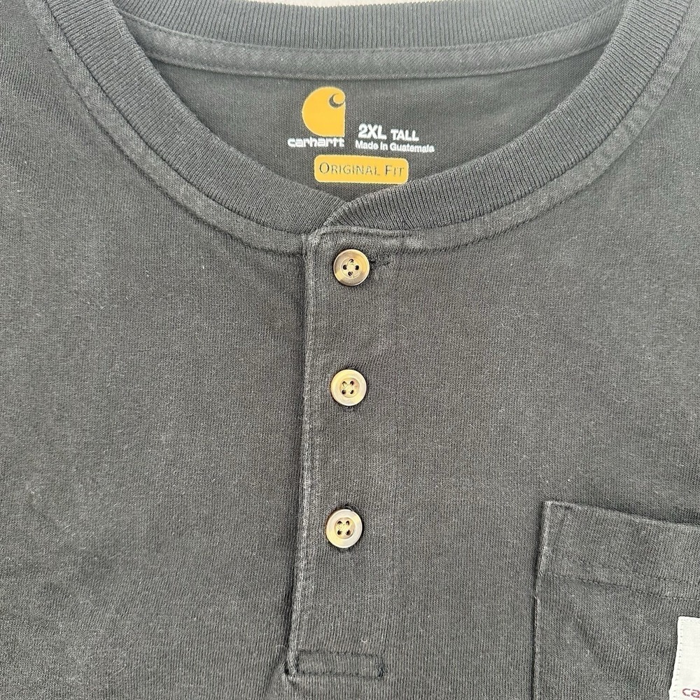 Carhartt Tall Black Short Sleeve Mens 2XL Henley Pocket T-Shirt K84 BLK Original - Picture 4 of 7